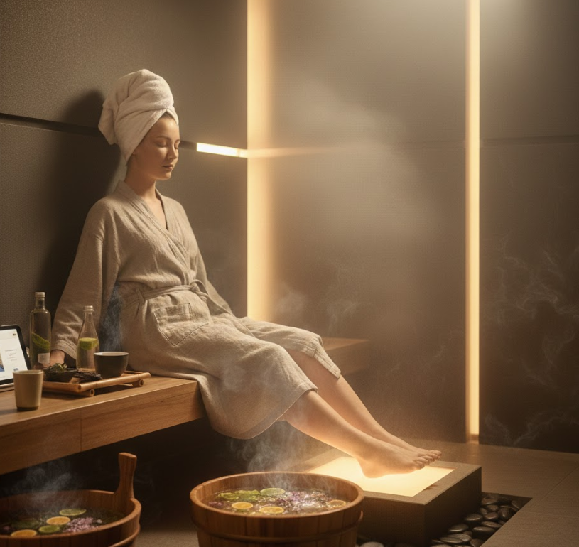 Водич за дубоки веллнесс за масажу стопала у соби за пару